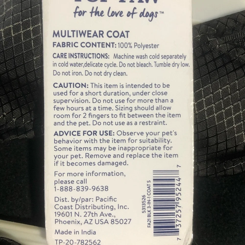 New Top Paw Multiwear Coat Jacket S